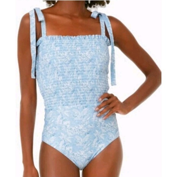 Tuckernuck Other - Minnow x Tuckernuck One Piece Swim Suit Women's Small Blue Toile Smocked